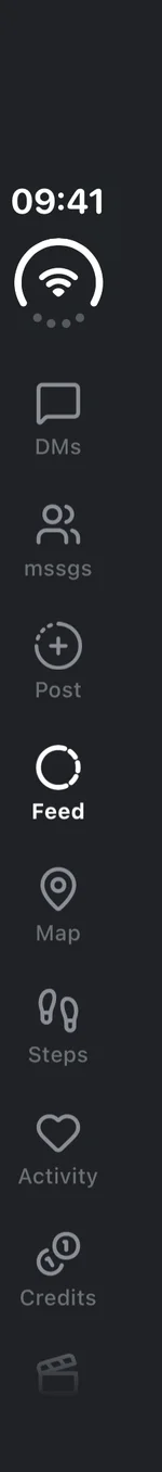 Screenshot of the mssgs app: The mssgs feed on the outer screen of the folded iPhone Duo