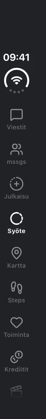 Kuvakaappaus mssgs-sovelluksesta: mssgs-syöte suljetun iPhone Duon ulkonäytöllä