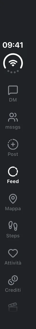Screenshot dell'app mssgs: Il feed di mssgs sullo schermo esterno dell’iPhone Duo chiuso