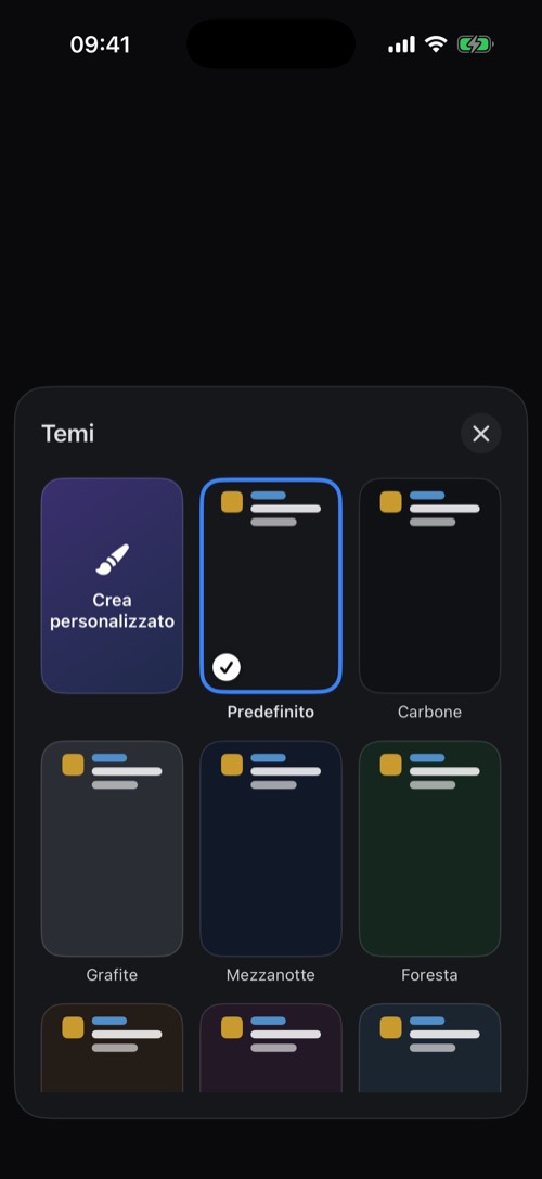 La scelta dello sfondo della chat con i temi predefiniti
