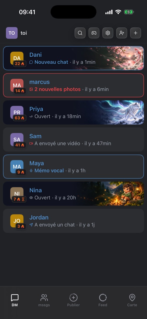 Capture d'écran de l'application mssgs: Vos discussions, avec les séries