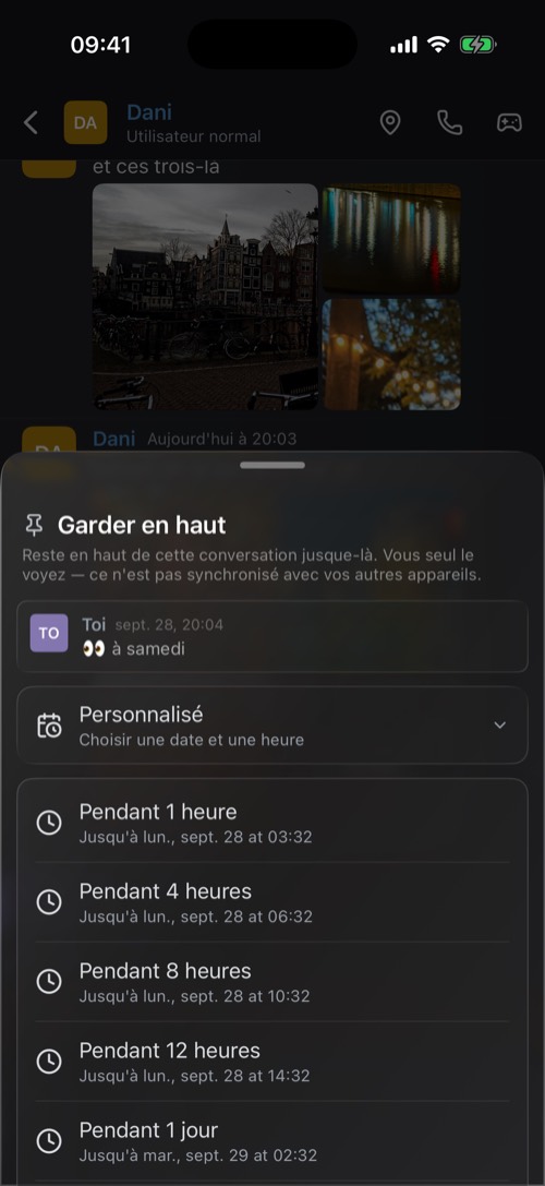Capture d'écran de l'application mssgs: Garder en haut : vous seul le voyez