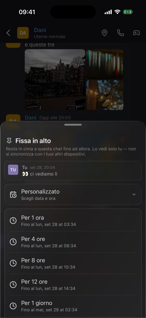 Screenshot dell'app mssgs: Mantieni in alto: lo vedi solo tu