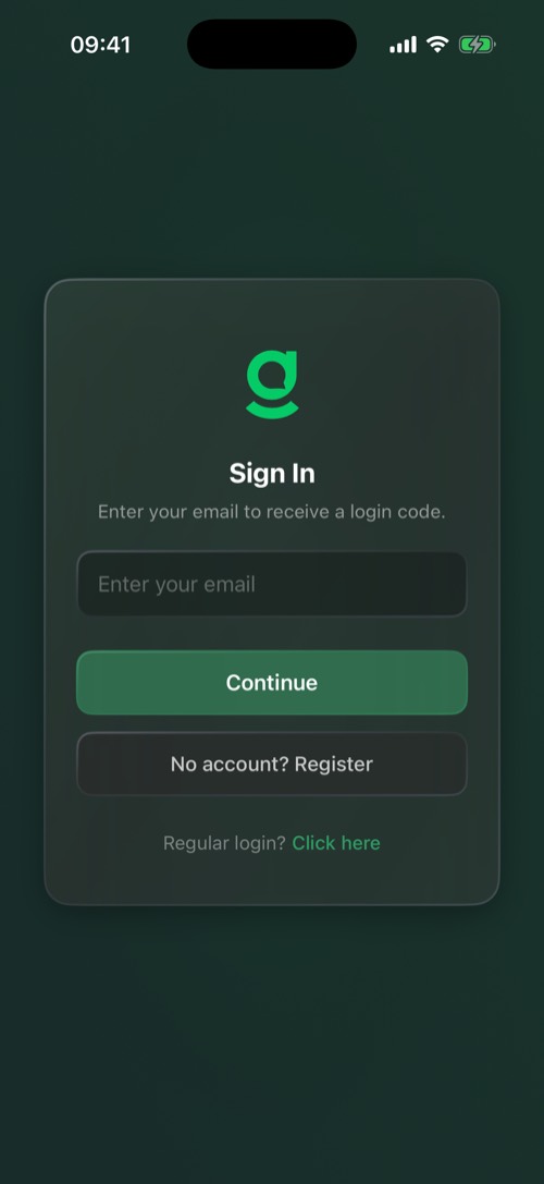 The mssgs sign-in screen asking for an email address