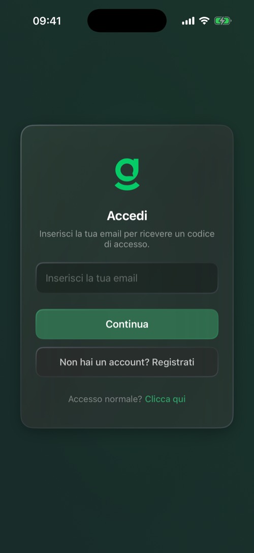 La schermata di accesso di mssgs che chiede un indirizzo email