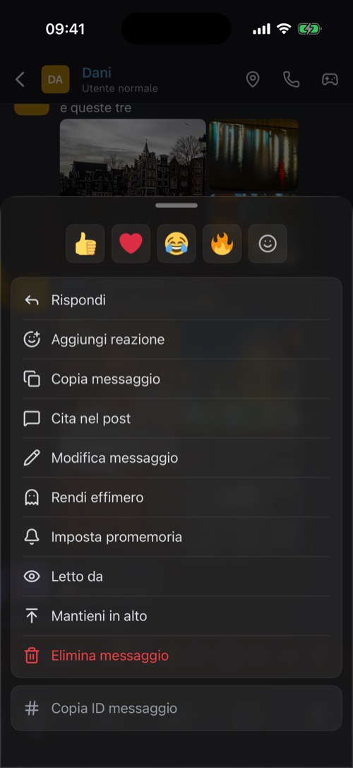 Screenshot dell'app mssgs: Tieni premuto un messaggio per le sue opzioni