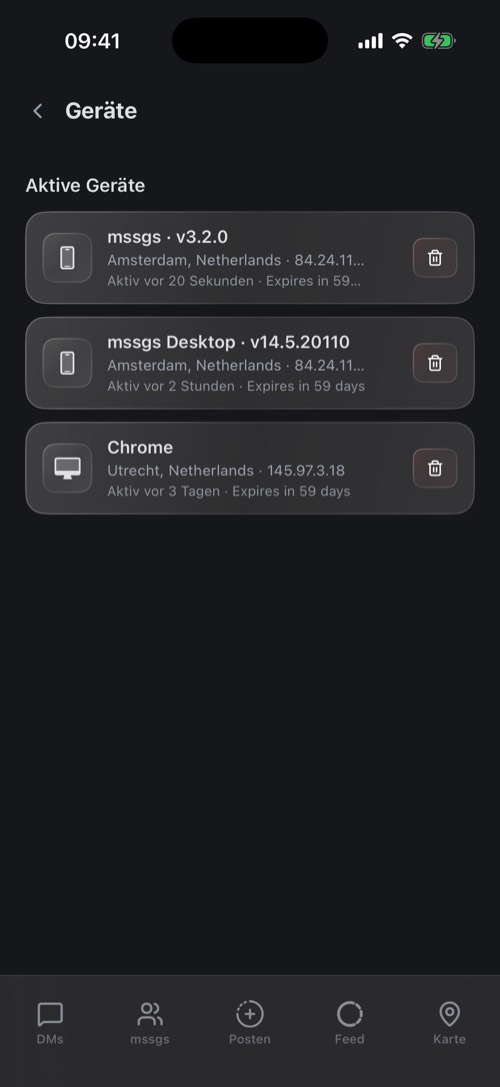 Die Geräteeinstellungen mit einem iPhone, der Desktop-App und einem Browser