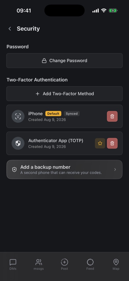 The Security settings with a passkey and an authenticator app set up